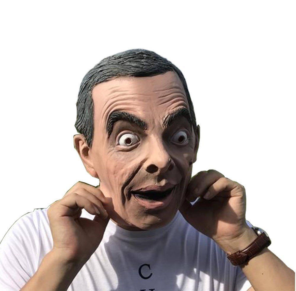 nice--buy Mr. Bean Full Head Latex Mask Cosplay Helmet Funny British Sitcom Flexible Mask Halloween Costume Prop