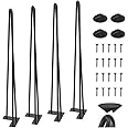 WINSOON 34 Inch Hairpin Legs Thicker 3-Solid Rods 1/2'' in diameter,880lbs Load Capacity, Set of 4 Metal Hairpin Table Legs DIY Projects for Coffee Table Legs, End Table,Desk,Dining,Bench,Night Stands