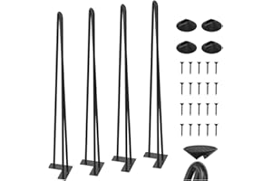 WINSOON 34 Inch Hairpin Legs Thicker 3-Solid Rods 1/2'' in diameter,880lbs Load Capacity, Set of 4 Metal Hairpin Table Legs DIY Projects for Coffee Table Legs, End Table,Desk,Dining,Bench,Night Stands