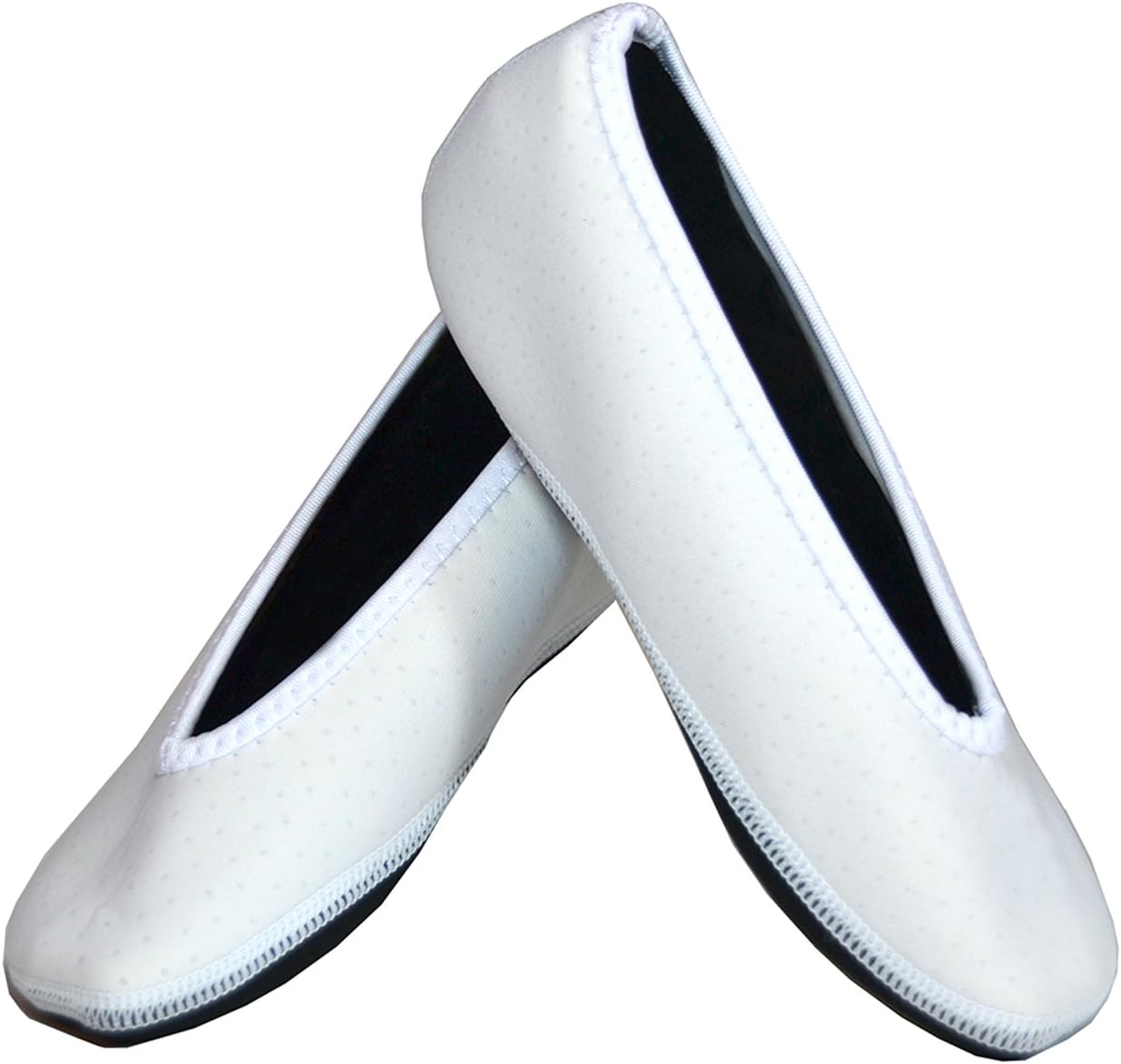 Ballet Flats Women's Shoes, Foldable & Flexible Flats, Slipper Socks, Travel Slippers & Exercise Shoes, Dance Shoes, Yoga Socks, House Shoes, Indoor Slippers, White, Medium