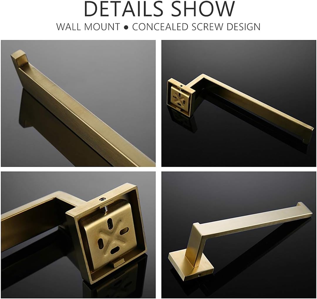 VELIMAX Premium Stainless Steel Hand Towel Holder Wall Mounted Towel Ring Modern Hand Towel Holder for Bathroom Kitchen, Left-Opening, Brushed Gold Finish: Home & Kitchen