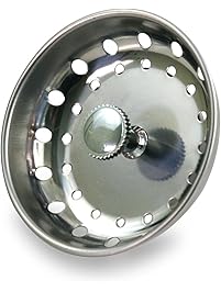 EverFlow 75111 Kitchen Sink Basket Strainer Replacement for Standard Drains (3-1/2 Inch) Chrome Plated Stainless Steel Body With Rubber Stopper