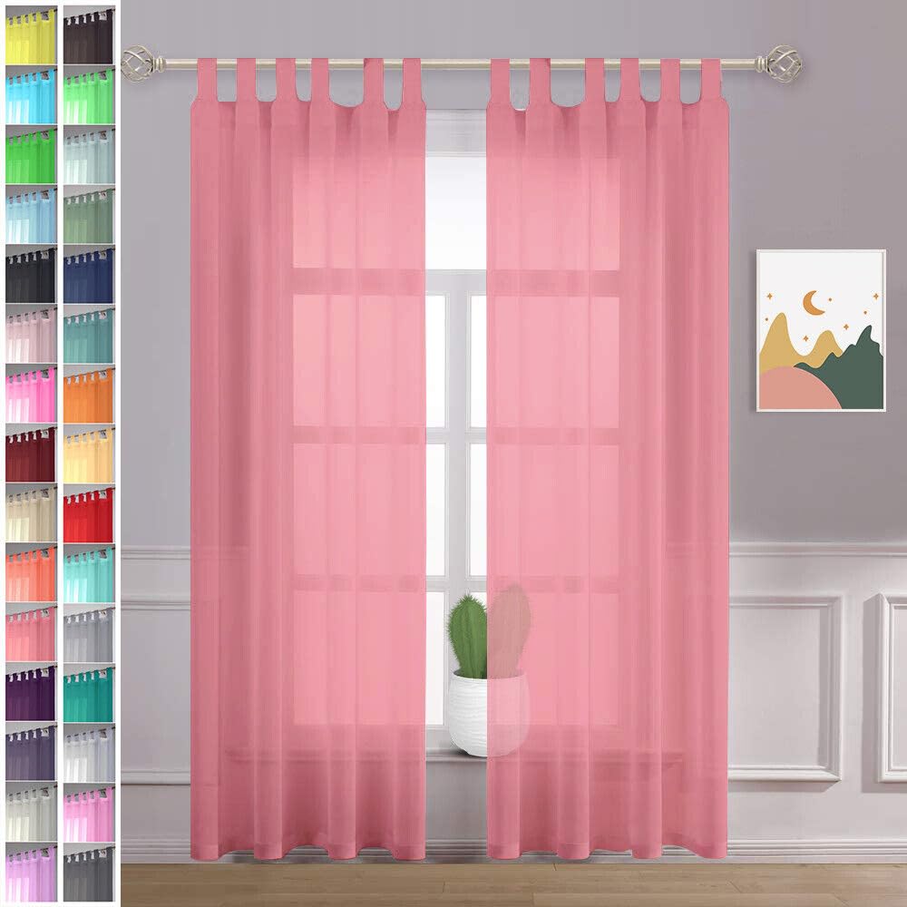 Megachest sheer Voile Tab Top Curtain(dusty rose, 56" wideX90 drop(W142cmXH228.5cm))