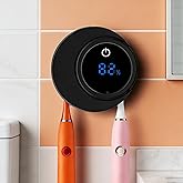 Toothbrush Sterilizer & Holder, Shmian Wall-Mounted Toothbrush Cleaner and Dryer for Bathroom and Travel, with LED Screen, Fits for Any Type Toothbrushes (Black)