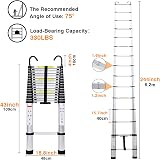 Qimu 6.2M Aluminum Telescopic Ladder with Hooks 150kg EN131 20.3ft view 3