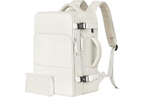 Rinlist Travel Backpack for Men Women, Carry on Backpack Flight Approved, Personal Item Backpack Bag on Airplanes,Backpacks for Traveling, Travel Essentials,Beige