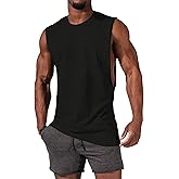 Gafeng Mens Workout Tank Tops Muscle Cut Off Shirts Sleeveless Bodybuilding Gym Cotton T-Shirts