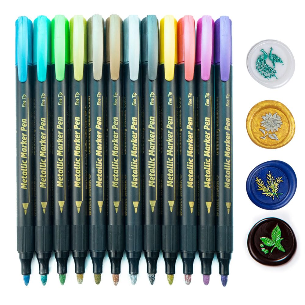 Tomgenrine 12PCS Colored Wax Seal Pens - Compatible with Sealing Beads & Sticks, Ideal for Letter Greeting Cards, Wedding & Party Invitations, Seal Pattern Decoration — image 1