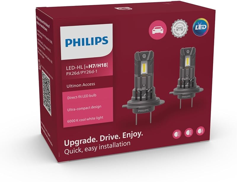 Philips Ultinon Access LED H7 Bulbs 6000K Set of 2 Ultra-Compact Direct Fit