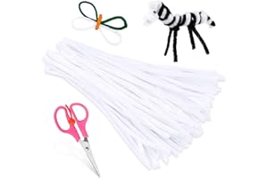 Zxiixz 100Pcs Pipe Cleaners, Pipe Cleaners Craft, Creative Craft Pipe Cleaners for Festivals Decoration, Chenille Stems Crafting Pipe Cleaners, Craft Supplies for Home DIY Hand Arts Decorations/White