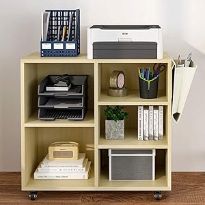 Hasuit Wood File Cabinet with Movable Casters, Home Office Rolling Filing Cabinet, Printer Stand Office Cabinet (Nature)