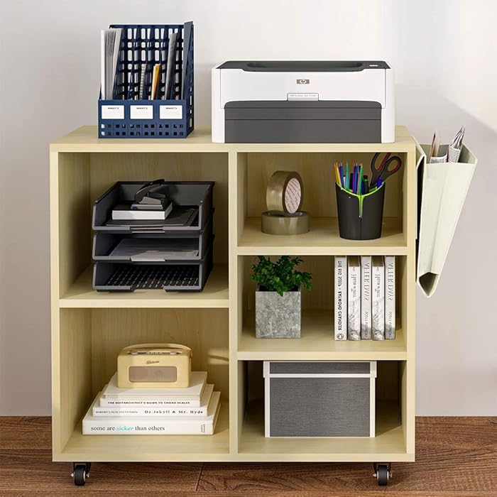 Hasuit Wood File Cabinet with Movable Casters, Home Office Rolling Filing Cabinet, Printer Stand Office Cabinet (Nature)