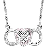 JewelryWeb 925 Sterling Silver Rhodium Plated With Cubic Zirconia Love Heart W Infinity Symbol Necklace 16 Inch 21.5mm Wide Pendant Necklace for Women