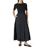 The Drop Womens Barrett Short Sleeve Mixed Media Dress