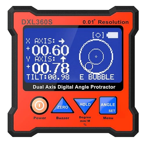Dual Protractor Image Rotation Dual Axis Digital Angle Protractor, Digital Level Angle Gauge GYRO ...