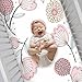 NoJo Photo Op 100% Cotton Fitted Crib Sheet, Floral, Pink/Gray