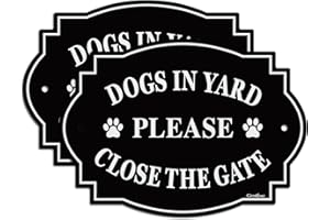 GicnKeuz Dogs in Yard Please Close the Gate Sign, 9.5x6.7 Inches Beware of Dog Signs, Reflective Aluminum, Fade Resistant, Indoor or Outdoor Use (2-Pack)