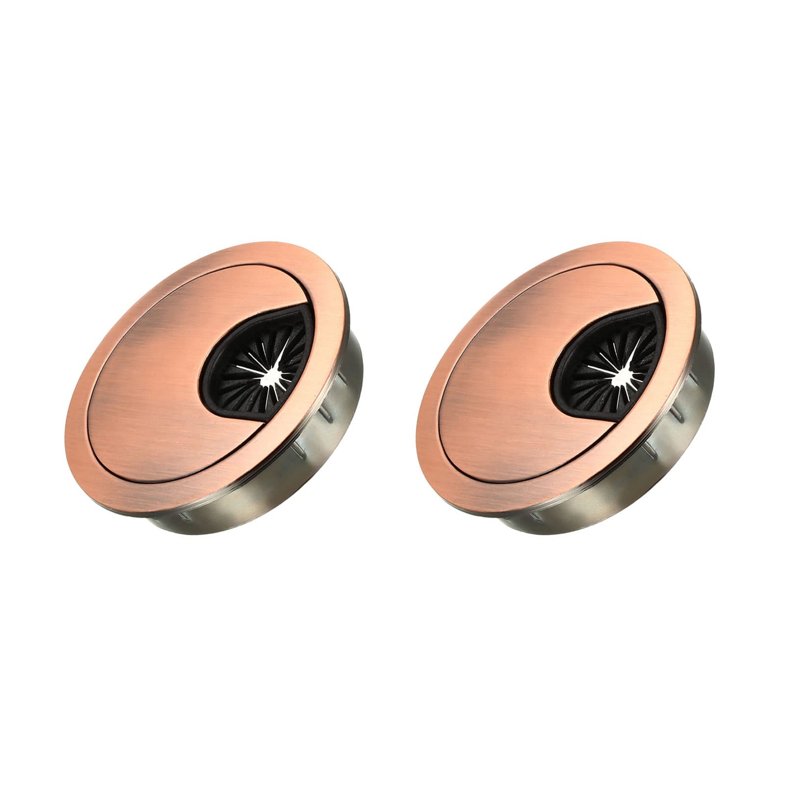 METALLIXITY Cable Cord Grommet (50mm/1.97") 2Pcs, Zinc Alloy Round Cable Hole Cover Wire Organizer - for Home Desk Cable Wire Management, Red Bronze