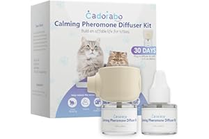 Cadorabo Cat Pheromones Calming Diffuser, 2 in 1 Cat Calming Starter Kit (Diffuser Head + 48mL Vial), Effectively Relieve Anxiety Stress Cat Calming Diffuser, Cat Pheromones for Cat Anxiety