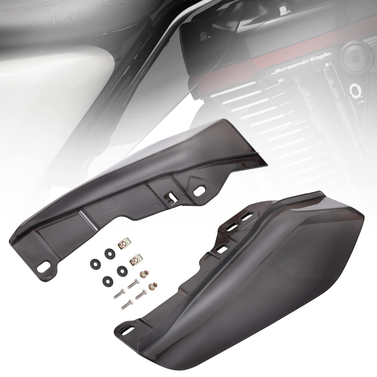 Photo 1 of KIWI MASTER Smoked Mid-Frame Air Deflectors for 2009-2024 Harley Touring Trike Electra/Street/Tri/Road Glide Accessories Heat Shield, Dark Smoke, Pair