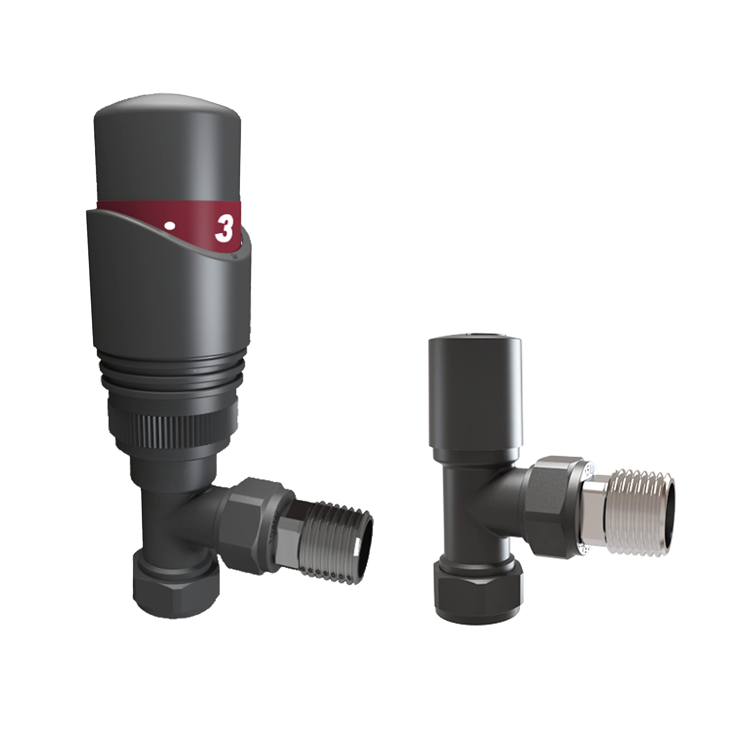 Acezanble∣Thermostatic TRV Radiator Heated Towel Rail Designer 15mm x 1/2" Anthracite Angled Valve