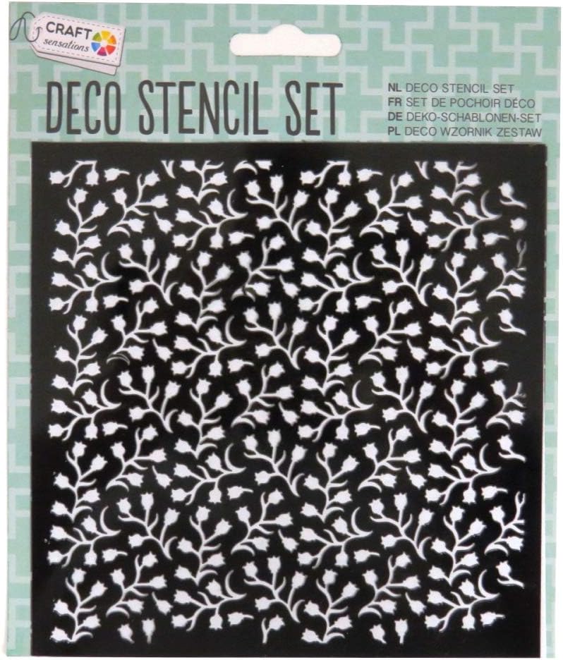 Craft Sensations Decorative Stencils Craft Art and Card Making - 5 Pack, Flowers Stripes Zigzags