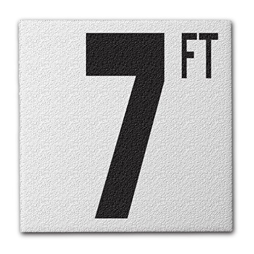 Ceramic Swimming Pool Deck Depth Marker "7 FT" Abrasive Non-Slip Finish, 5 inch Font