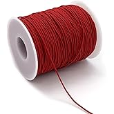 1mm Elastic Cord for Bracelets Necklaces, Cakasi 110 Yards Sturdy Stretchy Elastic Cord for Jewelry Making, Necklaces, Beading - Red