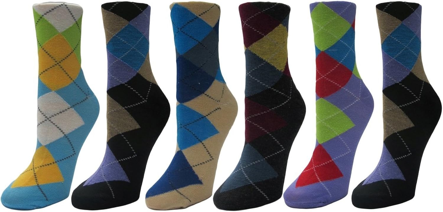 Gilbin Women's Argyle Pattern Dress Socks, 6 Pairs at Amazon Women’s Clothing store Casual Socks