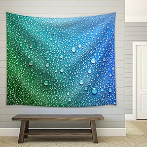 Blue Water Drops Background Texture - Fabric Wall Tapestry Home Decor - 51x60 inches