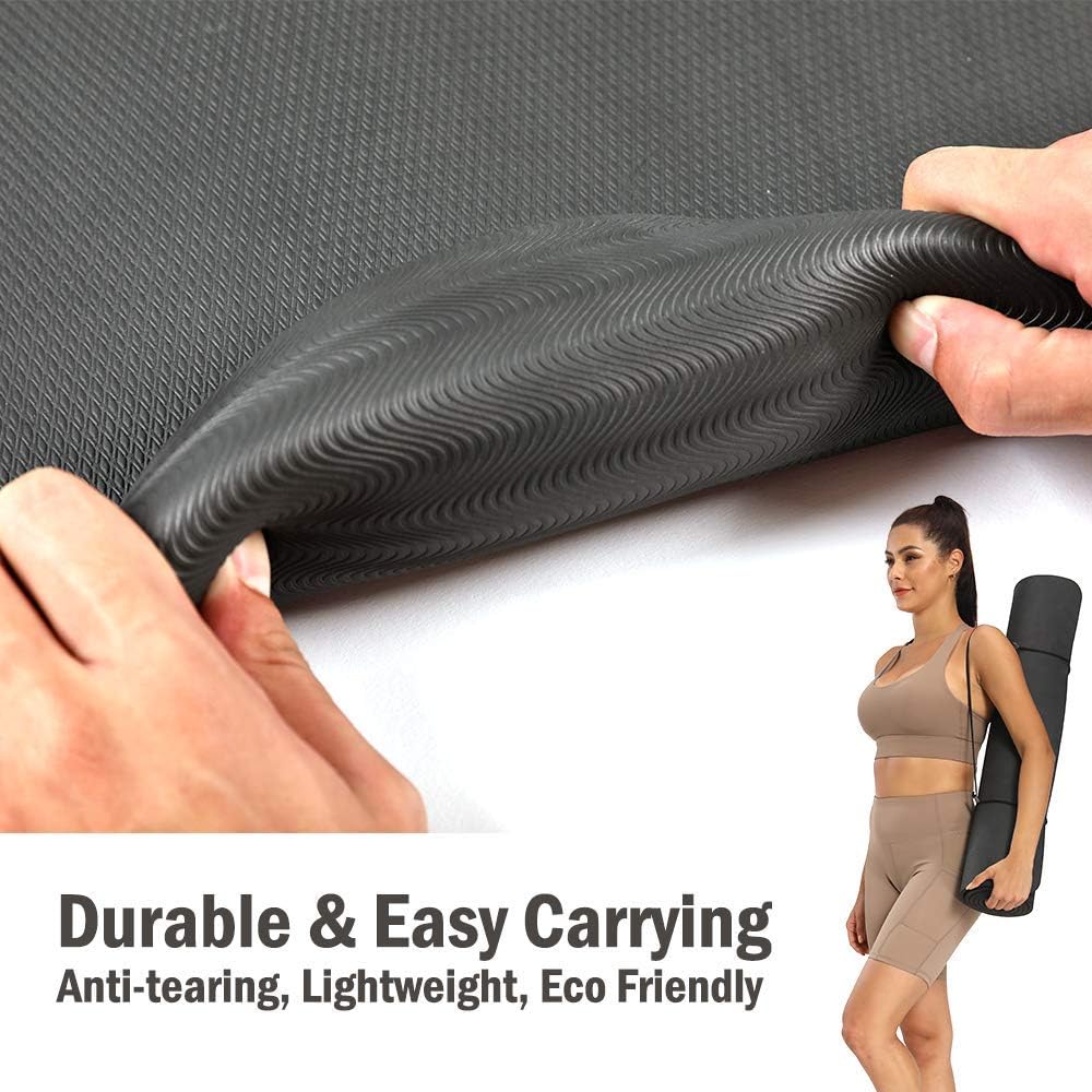 DEYACE Yoga Mat, Extra Thick & Wide Non Slip Workout Fitness Home Exercise Mats for Women Men, 72''L x 32''W x 2/5'' Thickness （Black） : Sports & Outdoors