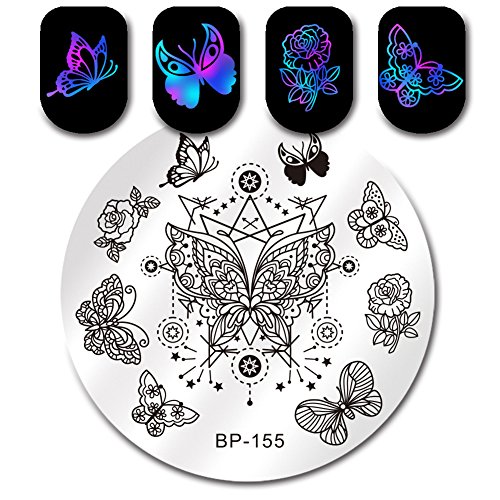 BORN PRETTY Round Stamping Plate Butterfly Star Manicure Nail Art Image Plate BP-155