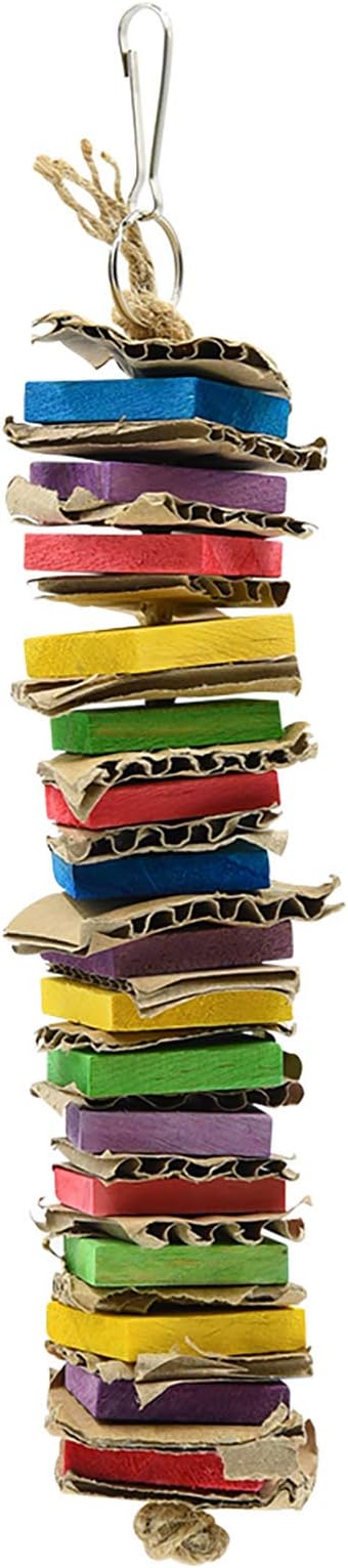 Furpaw Bird Chewing Toys, Multicolored Wooden Blocks Parrot Toys for Relieved Boredom, Hanging Chew Toys for Birds Cockatiel Budgies Cage