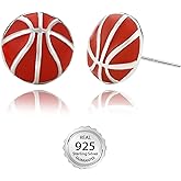 SmileBelle Sterling Silver Sports Earrings, Hypoallergenic Easter Basket Stuffers Soccer Basketball Softball Baseball Earrings for Women as Valentines Gifts, Fans Lovers Sport Valentines Accessories