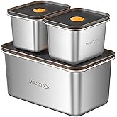 MAXCOOK Stainless Steel Food Containers with Lids, 18.6 oz & 71 oz Food Storage Container set, Metal Food Container Bento Box, Snack Container set with Lid,Dishwasher & Freezer Safe(2100 ml & 550 ml)