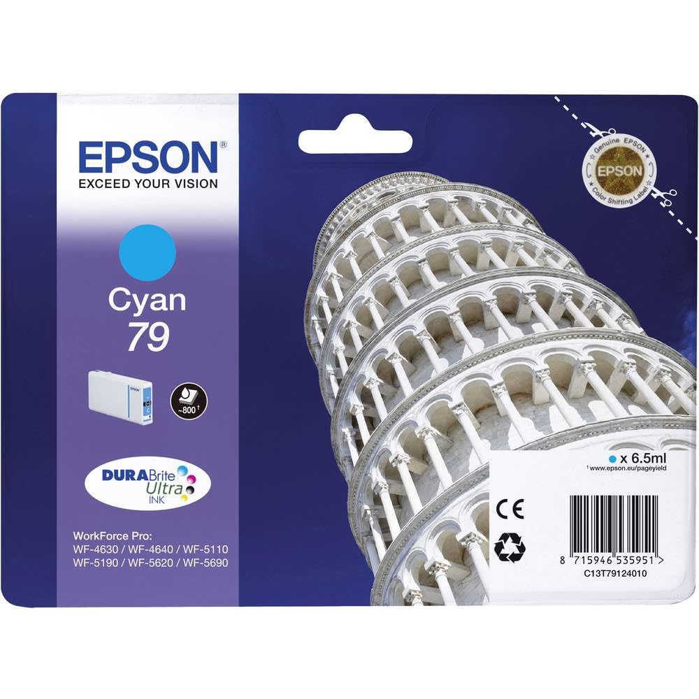 Epson 79 Leaning of Pisa Cyan Genuine, Ink Cartridge DuraBrite Ultra