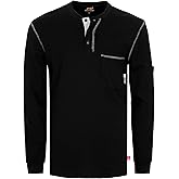 KONRECO FR Shirts for Men Long Sleeve 7oz Cotton Flame Resistant/Fire Retardant CAT2 Henley Shirt