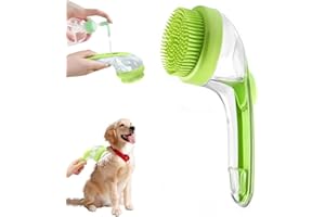 YoPoll Pet Bath Brush PetScrubFlow, 2025 New 2 in 1 Dog Bath Brush, Dog Scrubber with Built-in Shampoo Dispenser, Grooming Massage Brush for Long Short Haired Dogs Cats Shower (Green, Fine Teeth)