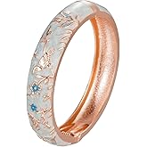 UJOY Colors Handcraft Jewelry Cloisonne Bracelet Enamel Bird Flower Spring Hinged Womens Bangles Gifts Box 55C49