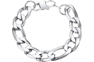 PROSTEEL 316L Stainless Steel Bracelet For Men, Stylish Figaro Chain, W:6mm-13mm, L:7.5"/8.3"/9", Hypoallergenic Jewelry, Black/Gold/Silver Tone, Come with Box