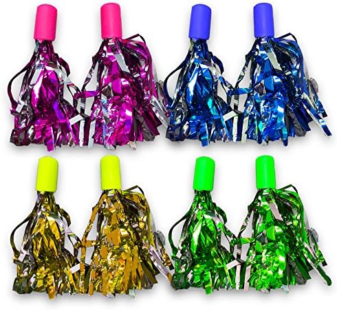 Cheerleader Pom Poms Party Favors Set -- 8 Pairs of Mini Finger Pom Poms, Assorted Colors (Cheerleader Party Supplies, Decorations)