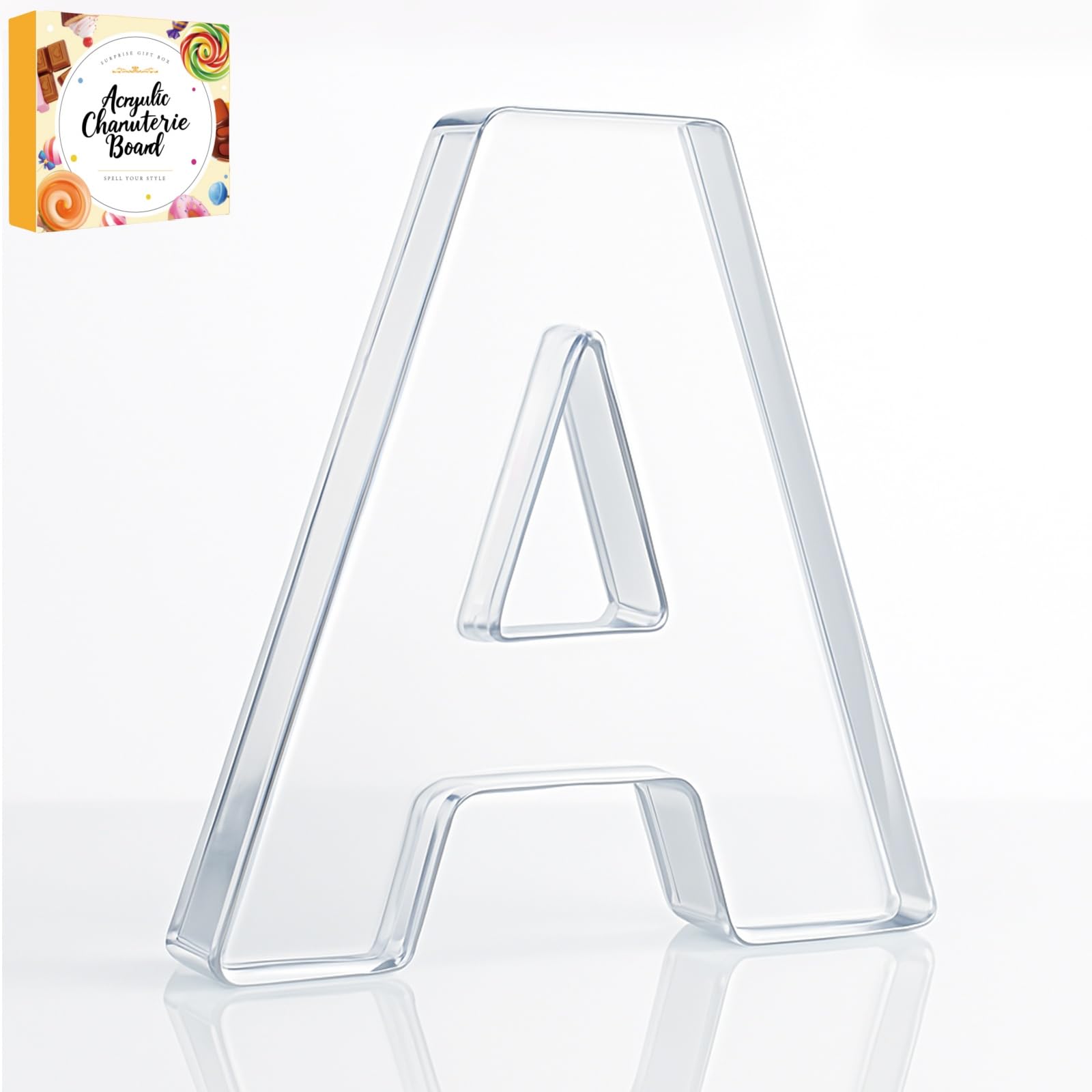 Photo 1 of 10" Acrylic Charcuterie Letters Fillable Tray, Reusable Alphabet Number Shaped Serving Plates for Charcuterie Board, Display Fruit, Candy, Cake, Party Decor, Birthday, Anniversary?A?