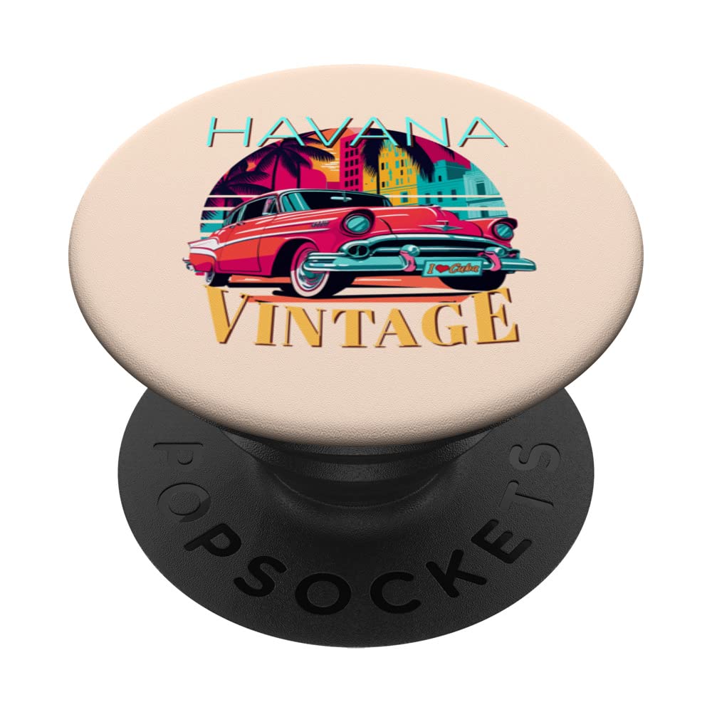 Havana Miami Spanish Cuban Flag Habana Vieja Retro Cuba PopSockets Swappable PopGrip