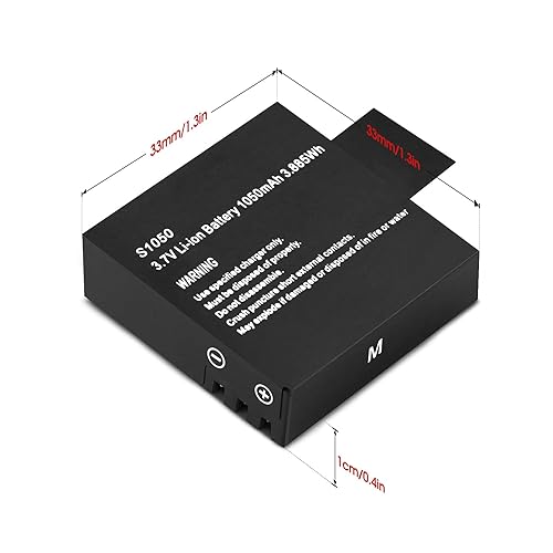 GeeKam 1050mAh Battery (3 Pack) with 2-Channel Charger for AKASO