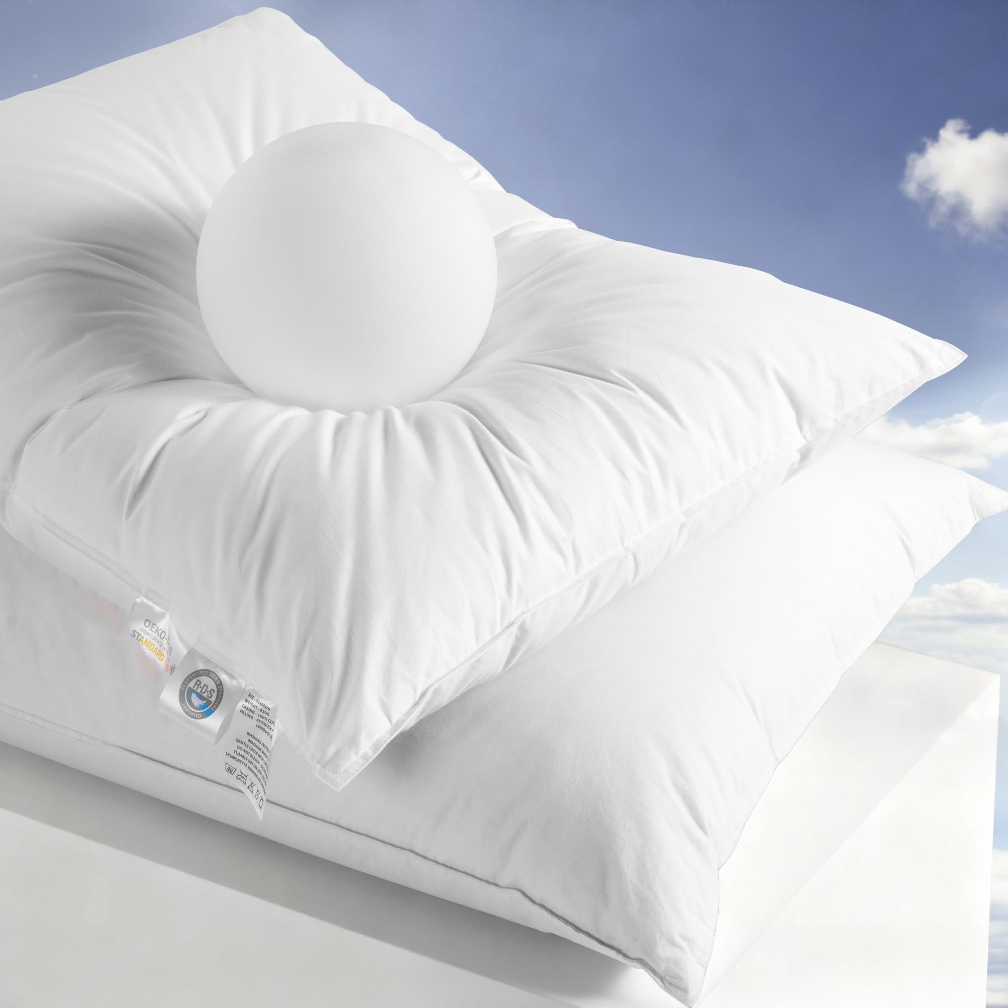Photo 1 of Zalmureta Luxury Canadian White Goose Down Pillows King Size Set of 2-1050+ Fill Power, Soft Down Pillow for Sleeping, Fluffy Hotel Bed Pillows for Neck Pain Relief, Side Sleeper Pillow - 20"x36"