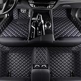 Custom Personalized Floor Mats for Cars,Luxury Full Coverage All Weather Car Floor Mats,Anti-Slip Leather Car Mat Set ,Custom Floor Mats for 99% of Cars, Trucks & SUVs (Pure Black)