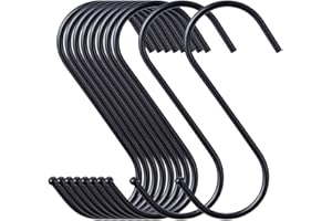 30 Pack Black S Hooks, 3.3 Inch Large S Shaped Hanging Hooks, S Hangers for Kitchen, Office, Bathroom, Garden and Cloakroom