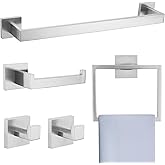 Brushed Nickel 5-Piece Bathroom Hardware Accessories Set-Towel Bar & Holder Set for Bathroom, SUS304 Stainless Steel Bathroom Accessories Set Wall Mounted,16-Inch