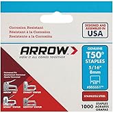Arrow Fastener 505SS1 Heavy Duty T50 Stainless Steel Staples for Upholstery, Construction, Furniture, Crafts, 5/16-Inch Leg L