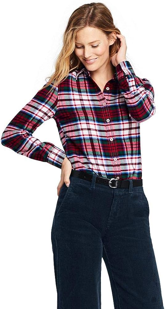 lands end women's plaid flannel shirt